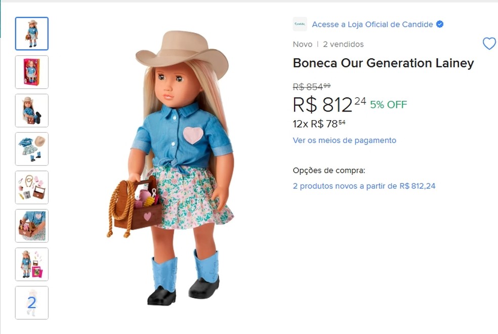 Ana Castela presenteia filha de Zé Felipe com boneca de grife — Foto: Divulgação Mercado Livre