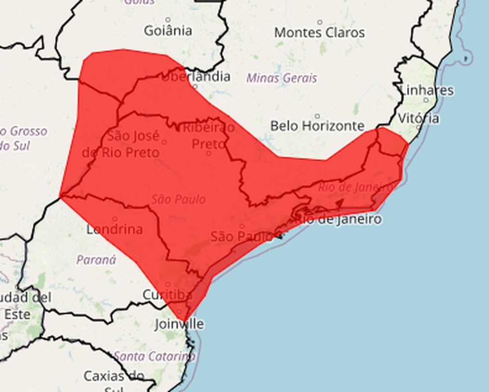 Novo alerta vermelho de Grande Perigo para onda de calor — Foto: Reprodução