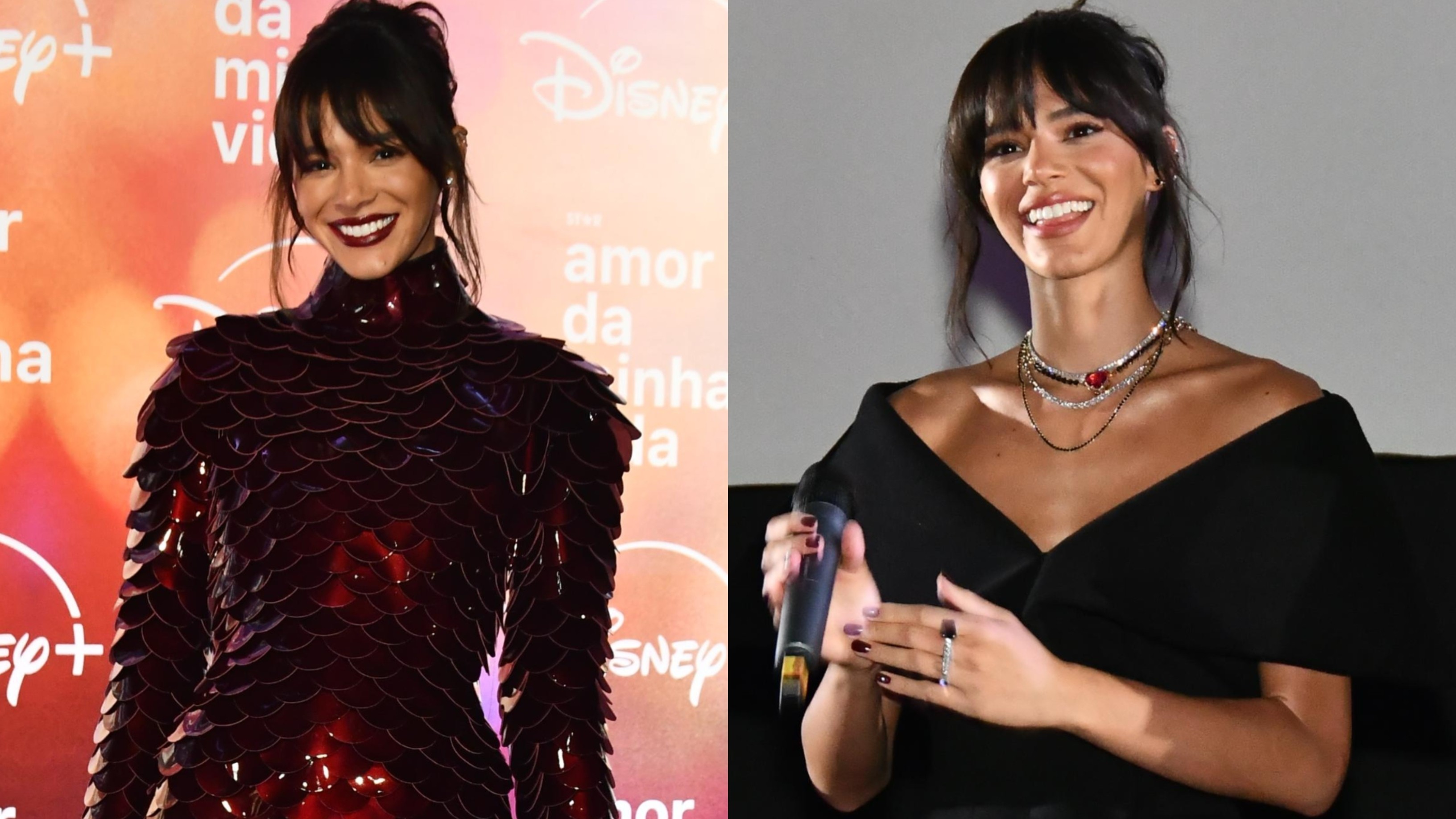 Bruna Marquezine faz troca de looks em lançamento de série e encanta famosos: 'Nossa musa talentosa e estilosa'