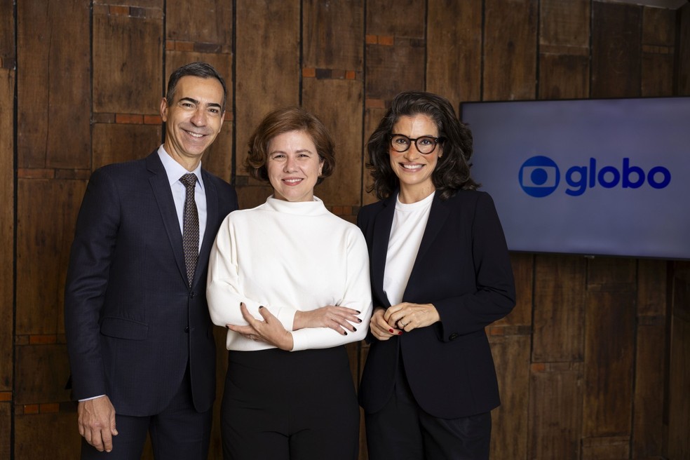 César Tralli, Cristiana Sousa Cruz e Renata Vasconcellos — Foto: João Cotta/Globo
