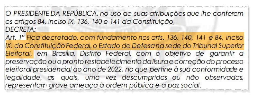 Minuta golpista — Foto: Editoria de Arte