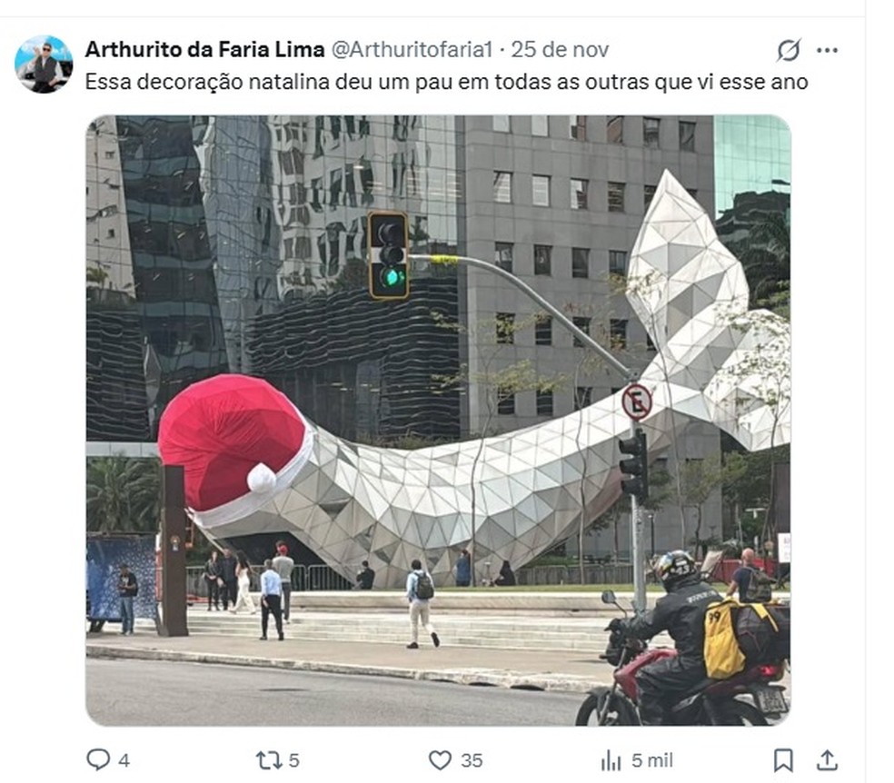 Escultura viralizou nas redes sociais — Foto: Reprodução