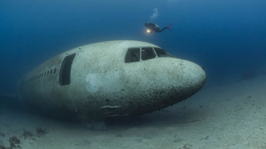 No fundo do Mar Vermelho, avião de passageiros vira atração entre