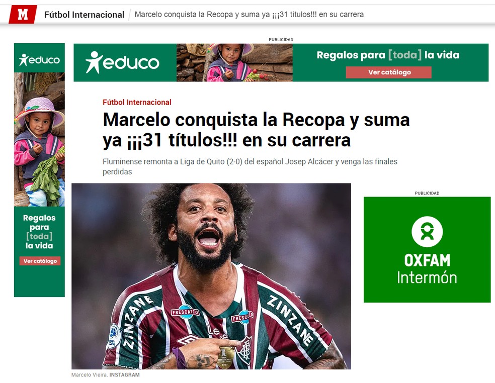 Marca repercute vitória do Fluminense — Foto: Reprodução/Marca