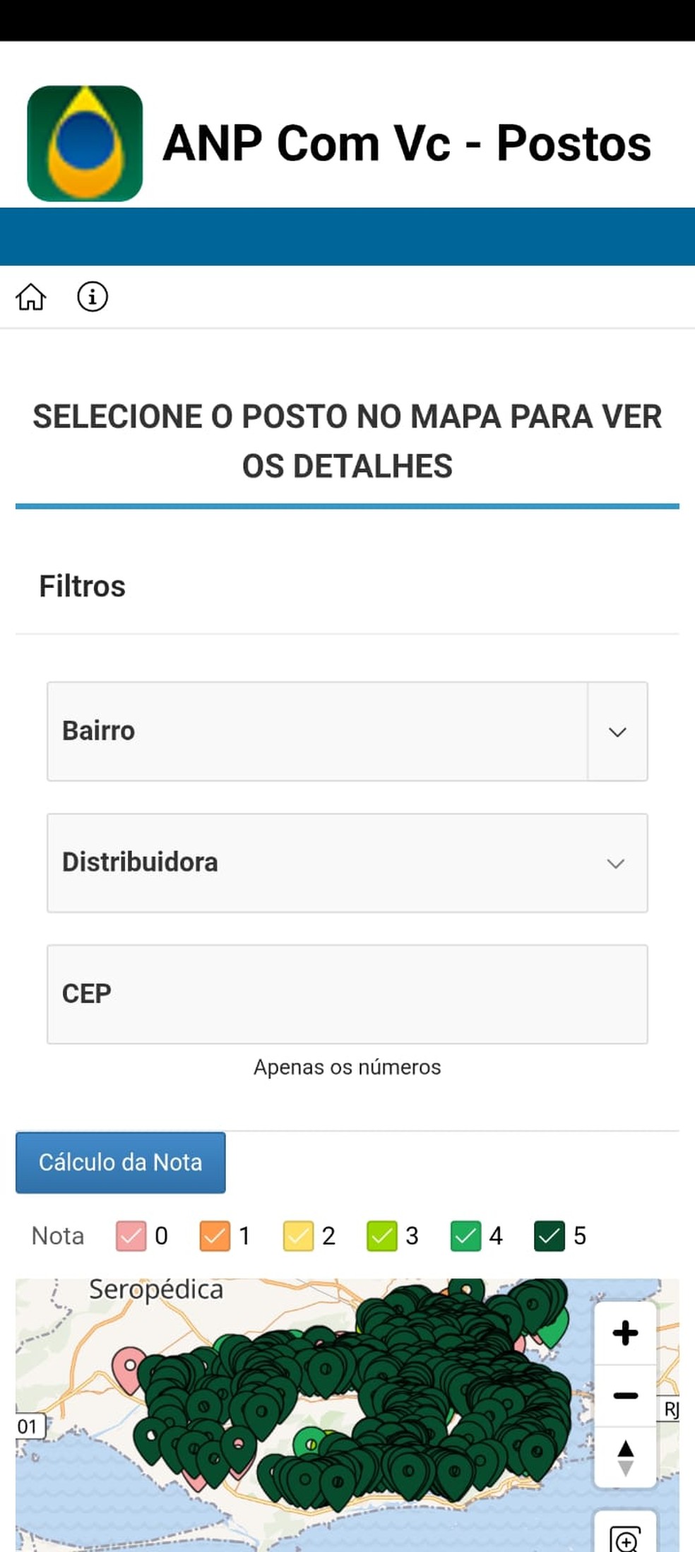 Tela do app lançado pela ANP em julho — Foto: Reprodução