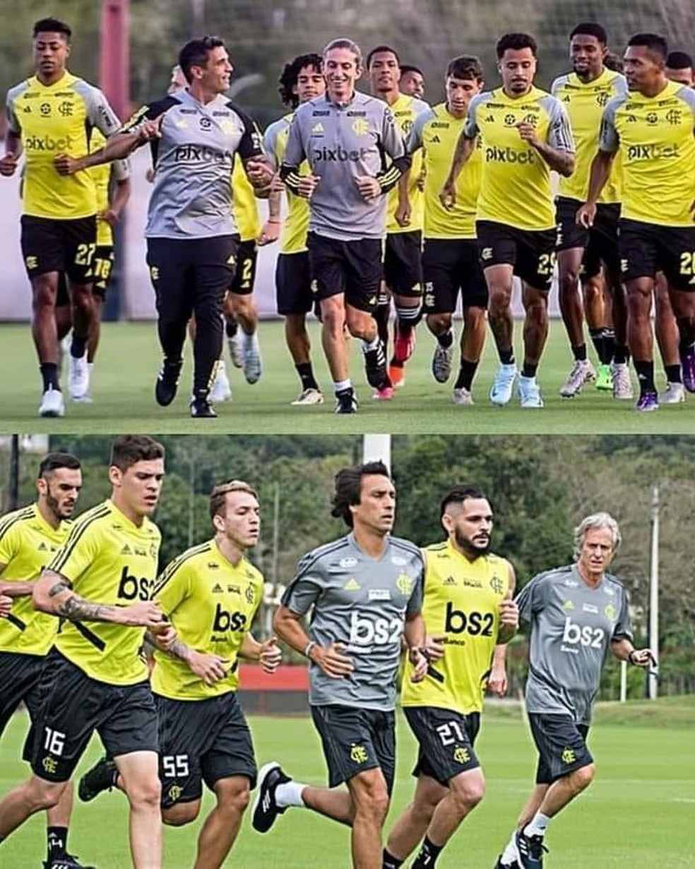 Filipe Luís tem sido comparado com Jorge Jesus nas redes sociais — Foto: Reprodução