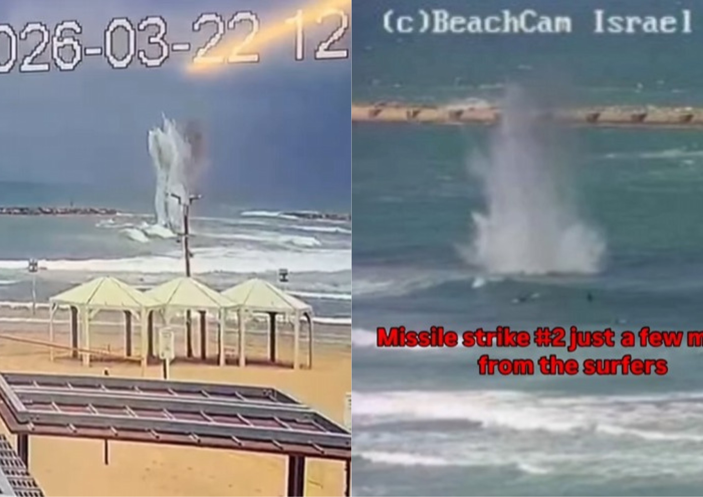 Mísseis caem a metros de distância de surfistas em Tel Aviv, e praticantes continuam no mar: 'Adrenalina a mil'; vídeo