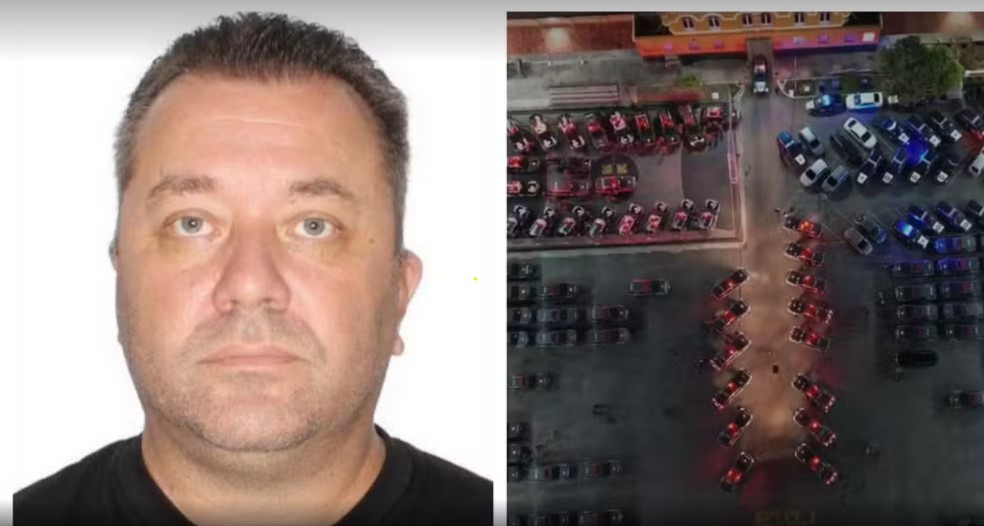 Flávio Silvério Siqueira e o efetivo policial da Operação Spare, em SP — Foto: Reprodução
