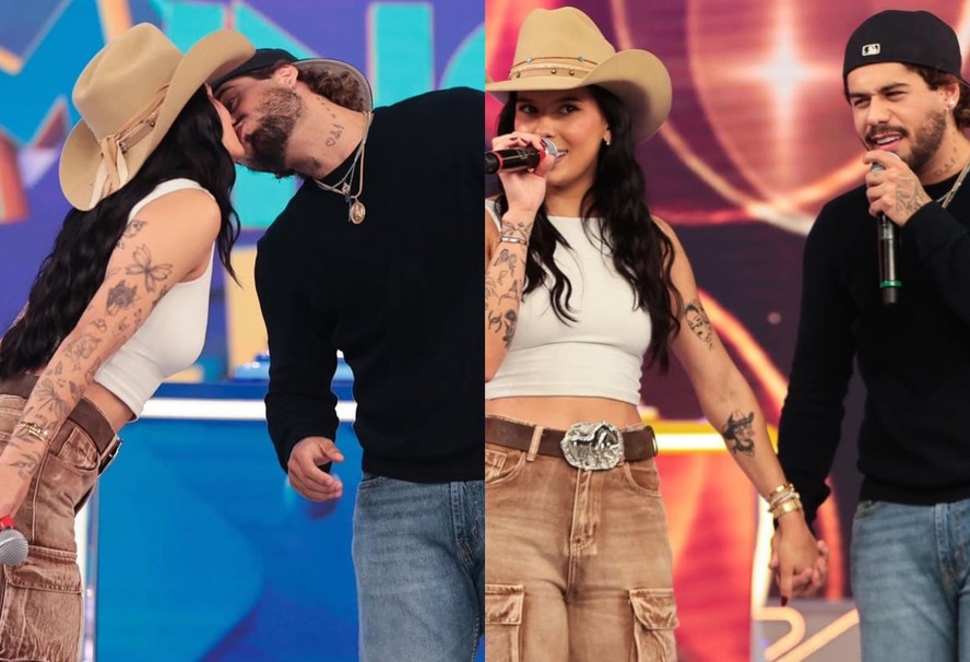 Ana Castela e Zé Felipe se beijam pela primeira vez na TV. Veja vídeo