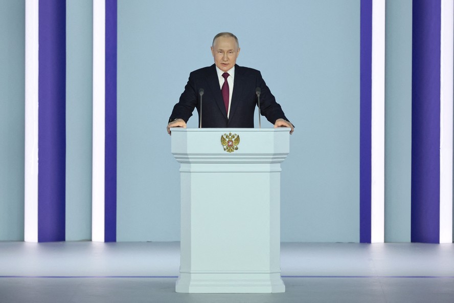 O presidente russo, Vladimir Putin, em discurso à nação
