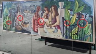Feita em 1962, a obra foi danificada por seis perfurações feitas à faca pelos invasores
