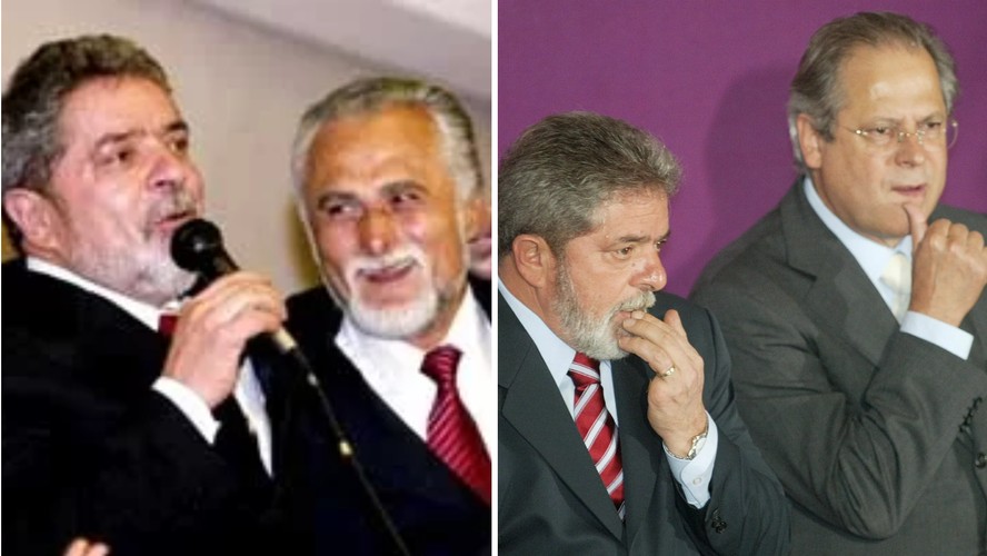 Genoino e José Dirceu ao lado de Lula