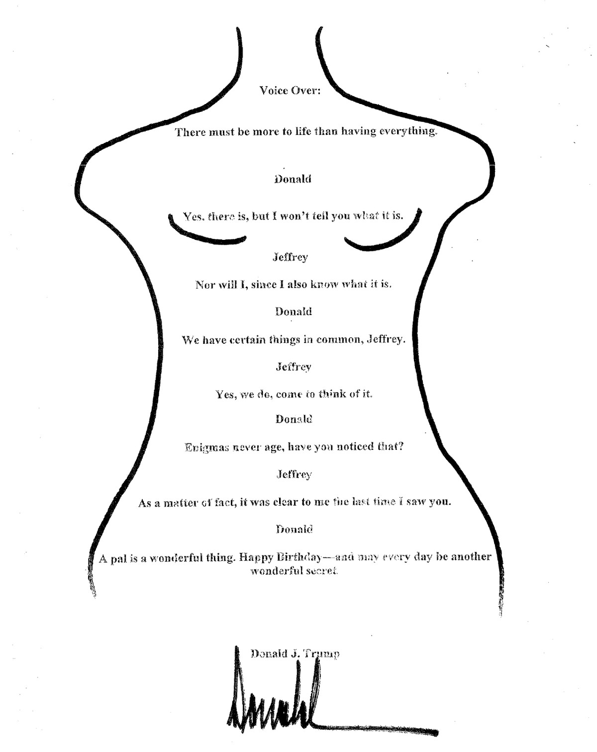 Democratas divulgam suposta mensagem sugestiva de Trump a Jeffrey Epstein, cuja existência é negada pelo presidente