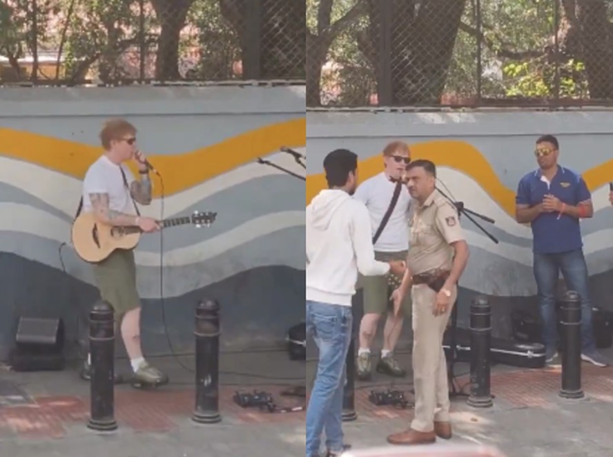 Ed Sheeran faz show em rua da Índia