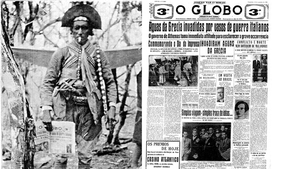 Lampião posta com O GLOBO de 10 de setembro de 1935 — Foto: Benjamin Abrahão