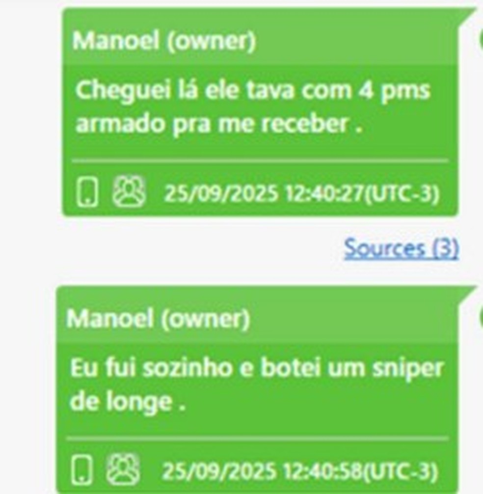 Diálogos na investigação da PF sobre caso Master — Foto: PF