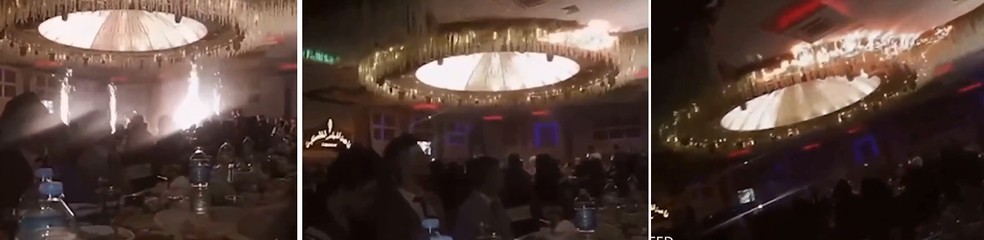 Novo vídeo mostra o momento em que ocorre um incêndio em um casamento no Iraque, matando pelo menos 114 pessoas — Foto: Reprodução