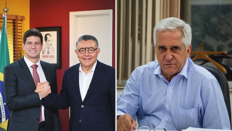 O presidente nacional do PSB, Carlos Siqueira, e seu candidato à sucessão, João Campos; o presidente do Cidadania, Comte Bittencourt