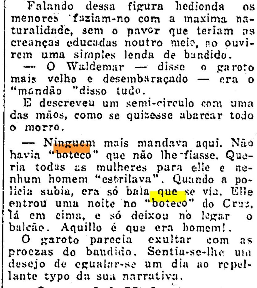Trechos do jornal O GLOBO em que botequins são citados — Foto: Acervo O GLOBO