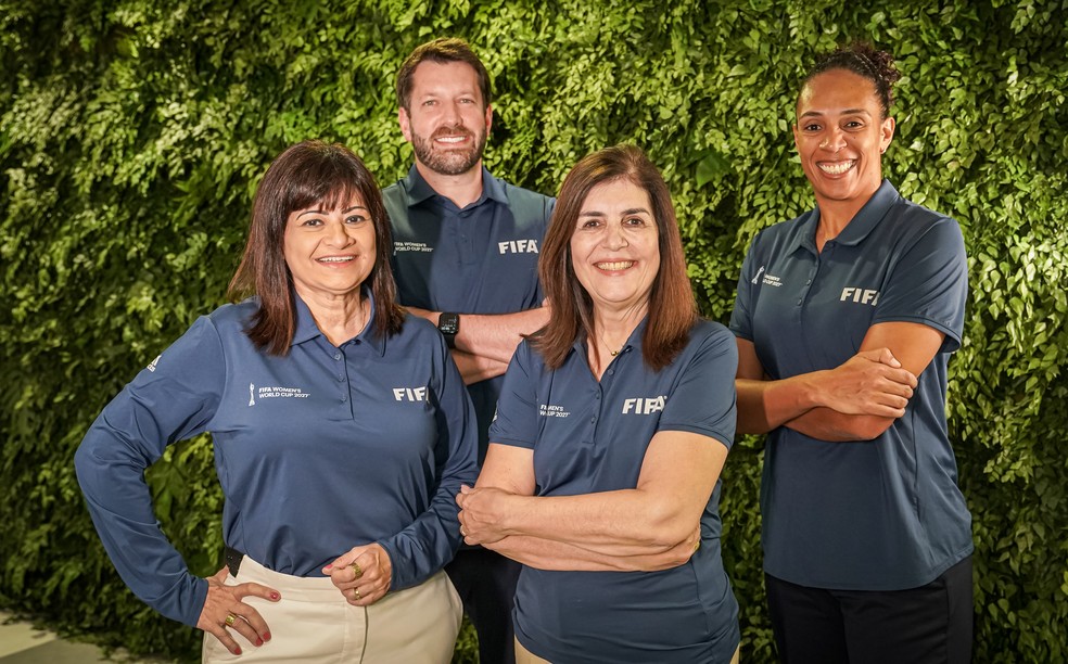 Gal Barradas (diretora executiva de receitas e marketing), Patricia Hespanha (diretora executiva de administração), Thiago Jannuzzi (diretor executivo de operações) e Aline Pellegrino (diretora de legado) — Foto: Divulgação/Fifa