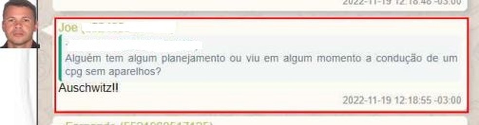 Troca de mensagens em grupo criado por militares que discutiam golpe de Estado — Foto: Reprodução