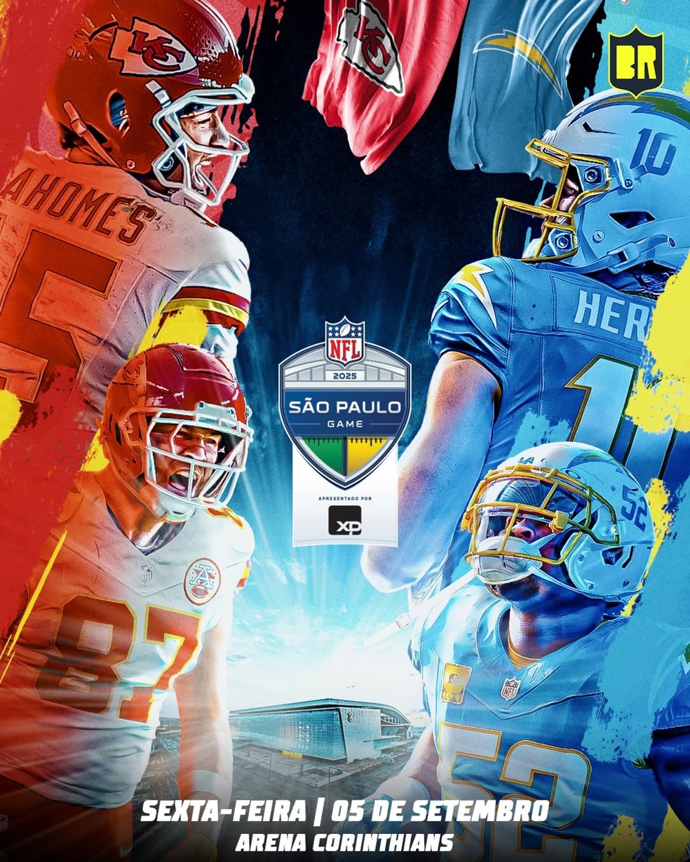 NFL: Los Angeles Chargers e Kansas City Chiefs se enfrentarão em São Paulo em 5 de setembro — Foto: Divulgação