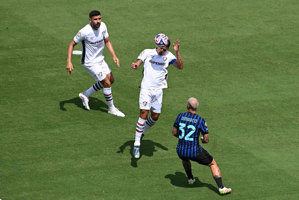 Capitão do Fluminense, Thiago Silva teve atuação sólida na vitória por 2 a 0 sobre Inter de Milão-ITA — Foto: Federico PARRA / AFP