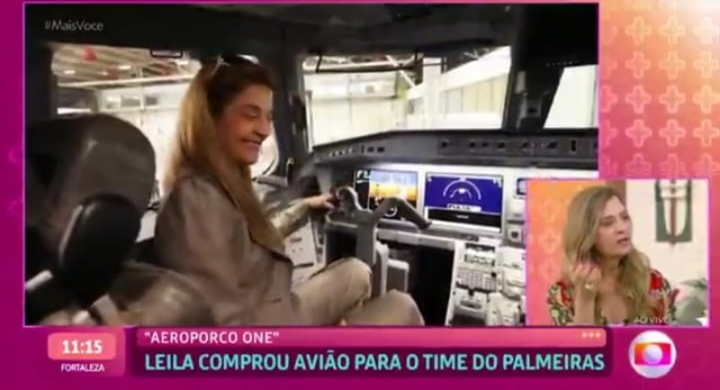Conheça avião do Palmeiras comprado por Leila Pereira, presidente do clube — Foto: Reprodução TV Globo