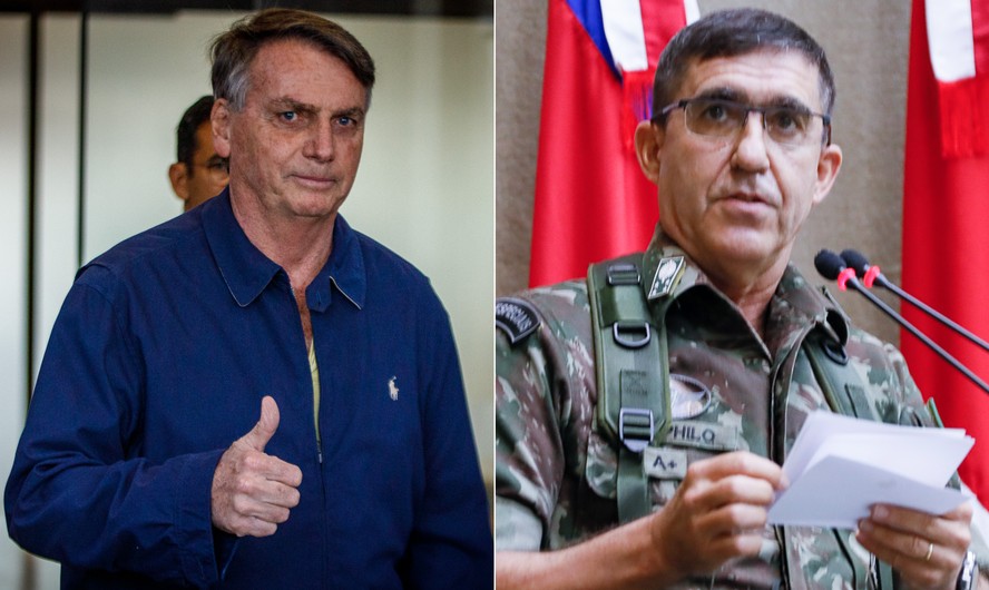 O ex-presidente Jair Bolsonaro e o general do Exército Estevam Teophilo
