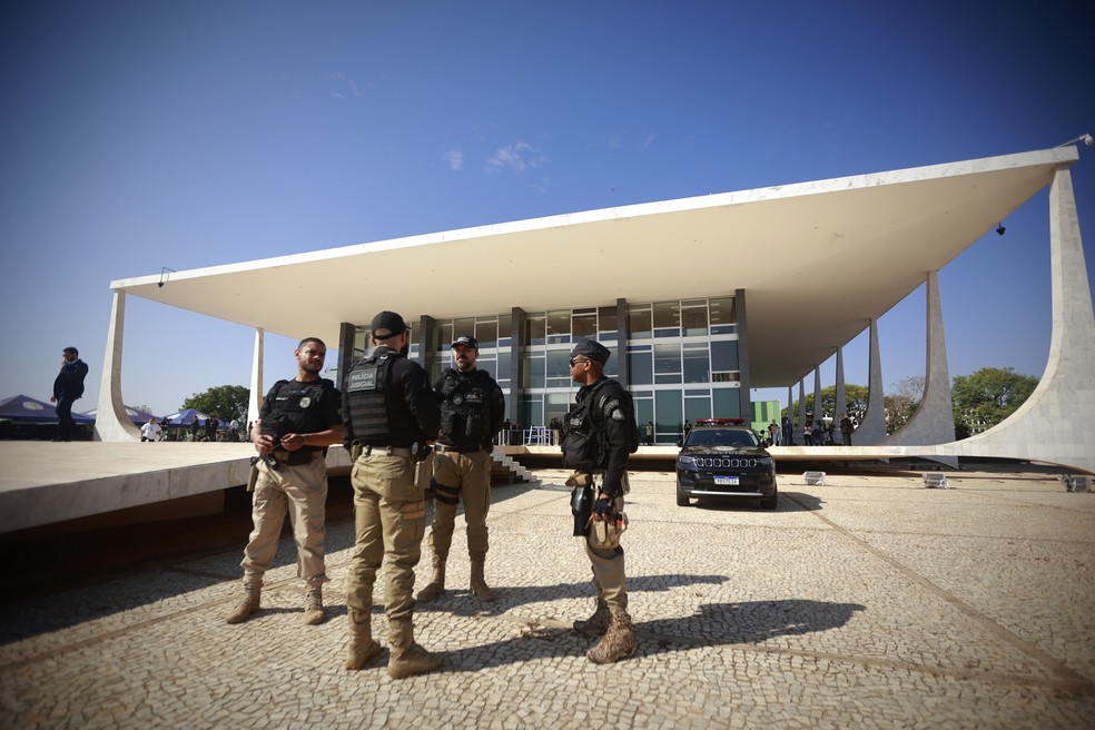 STF reforça segurança para o julgamento do ministro Alexandre de Moraes. — Foto: Cristiano Mariz / Agência O Globo
