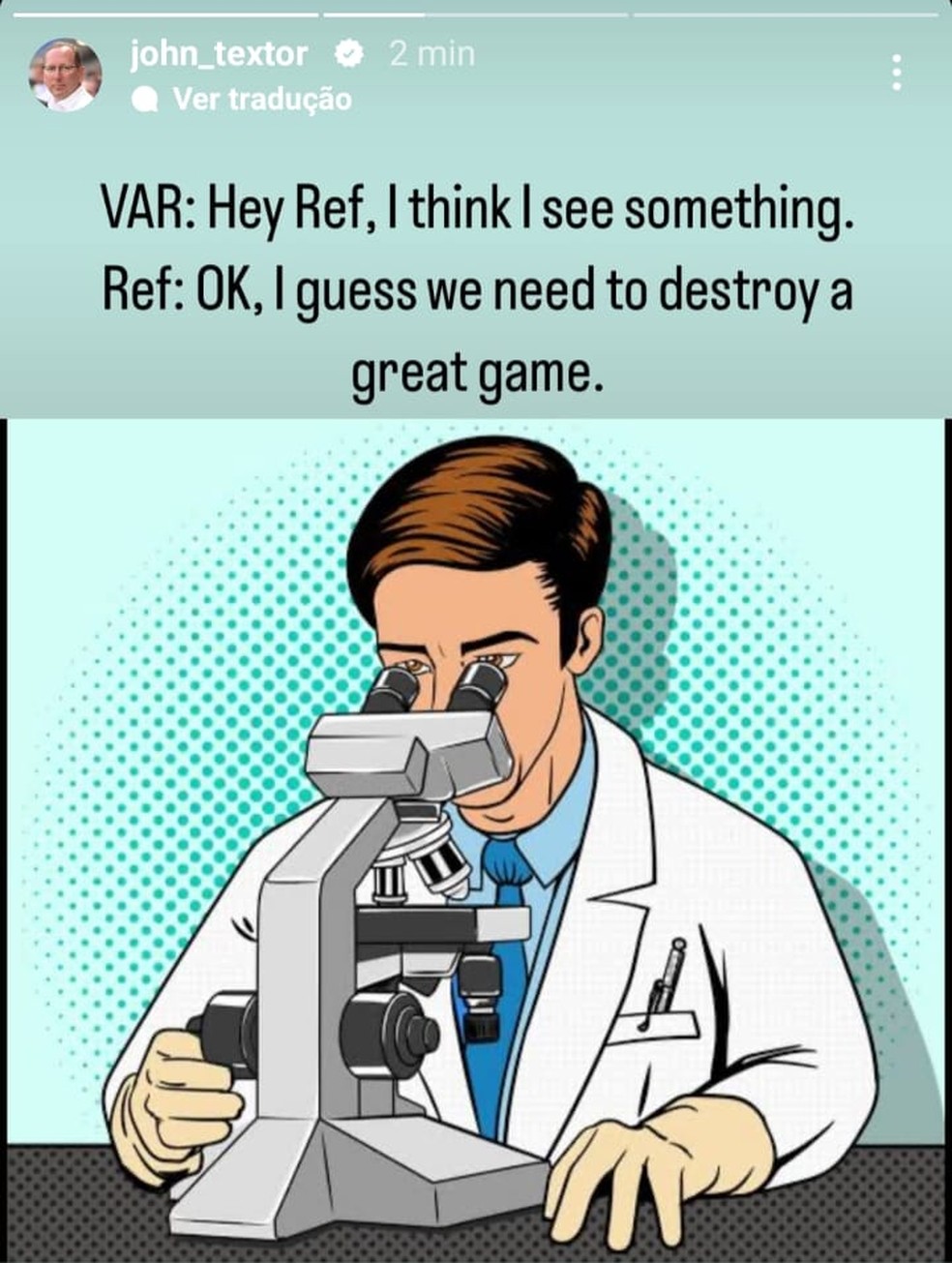 John Textor reclamou da arbitragem em rede social — Foto: Reprodução