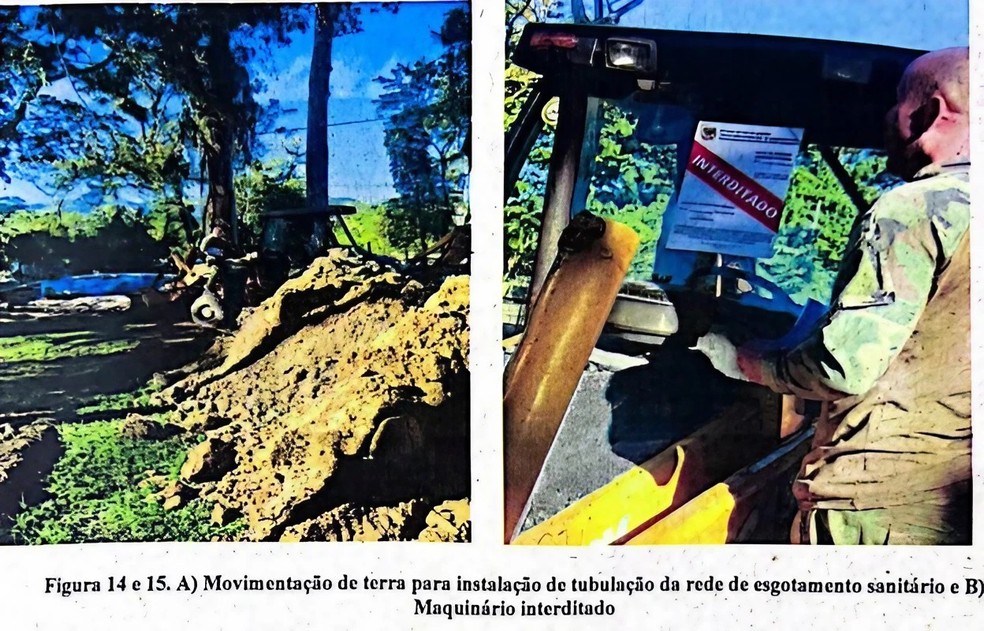 Fiscais da Secretaria de Meio Ambiente interditam por infrações ambientais a casa do jogador Neymar, conforme denúncia anônima, em Mangaratiba, na Costa Verde do Rio de Janeiro — Foto: Foto Reprodução/laudo fotográfico