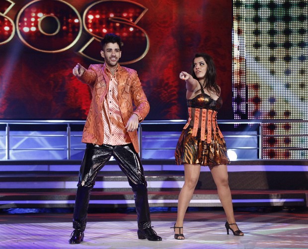 O cantor e Ana Flávia Simões na Dança dos Famosos, em 2013 — Foto: Domingão do Faustão / TV Globo