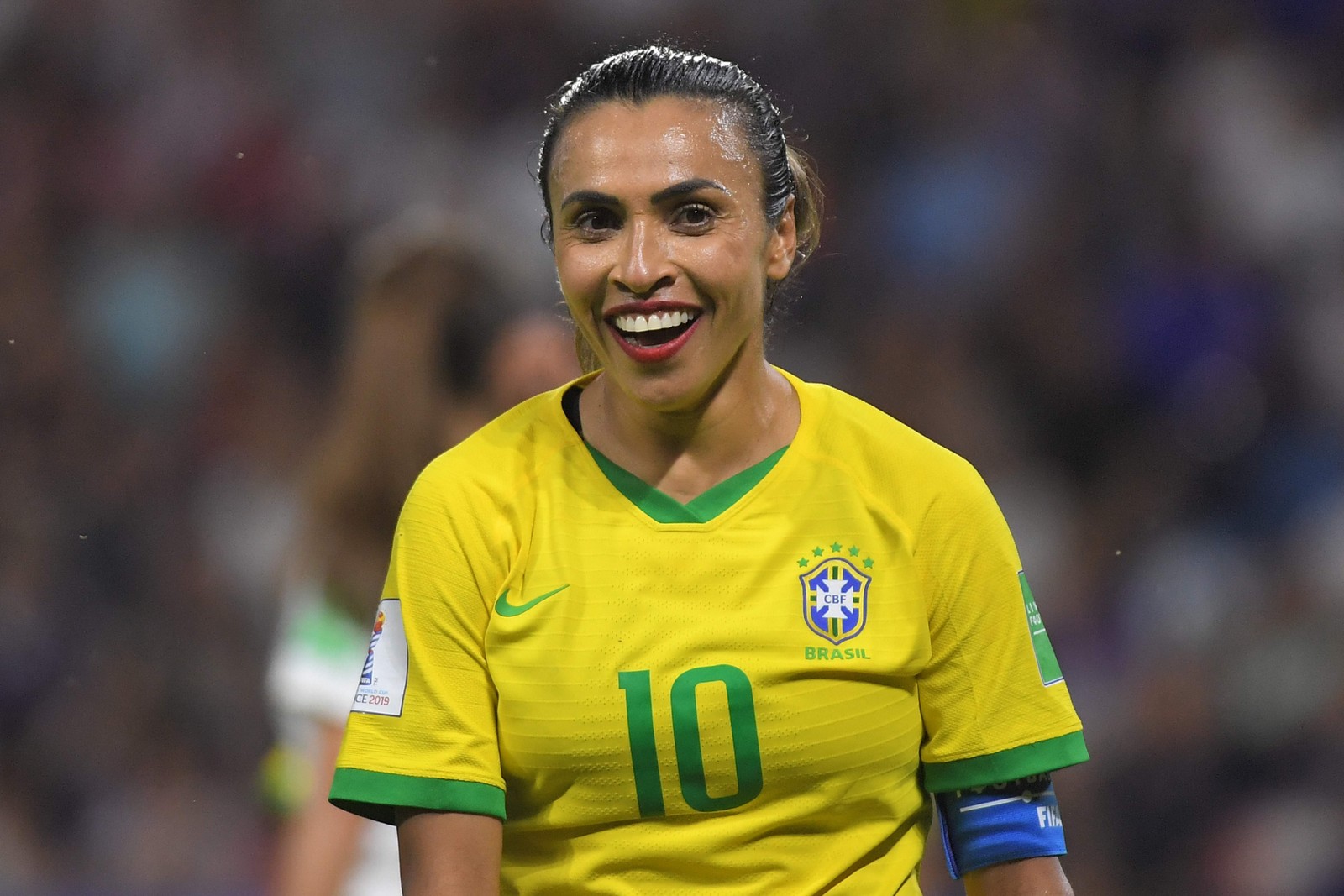 A atacante do Brasil Marta durante partida das oitavas de final da Copa do Mundo Feminina de 2019, na França. — Foto: LOIC VENANCE / AFP