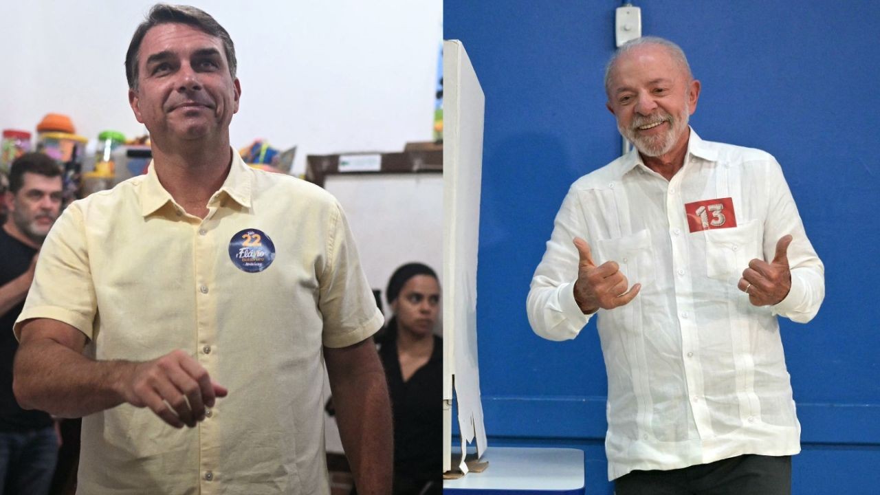 Fl&aacute;vio Bolsonaro (PL) e Lula (PT) votam neste segundo turno.
