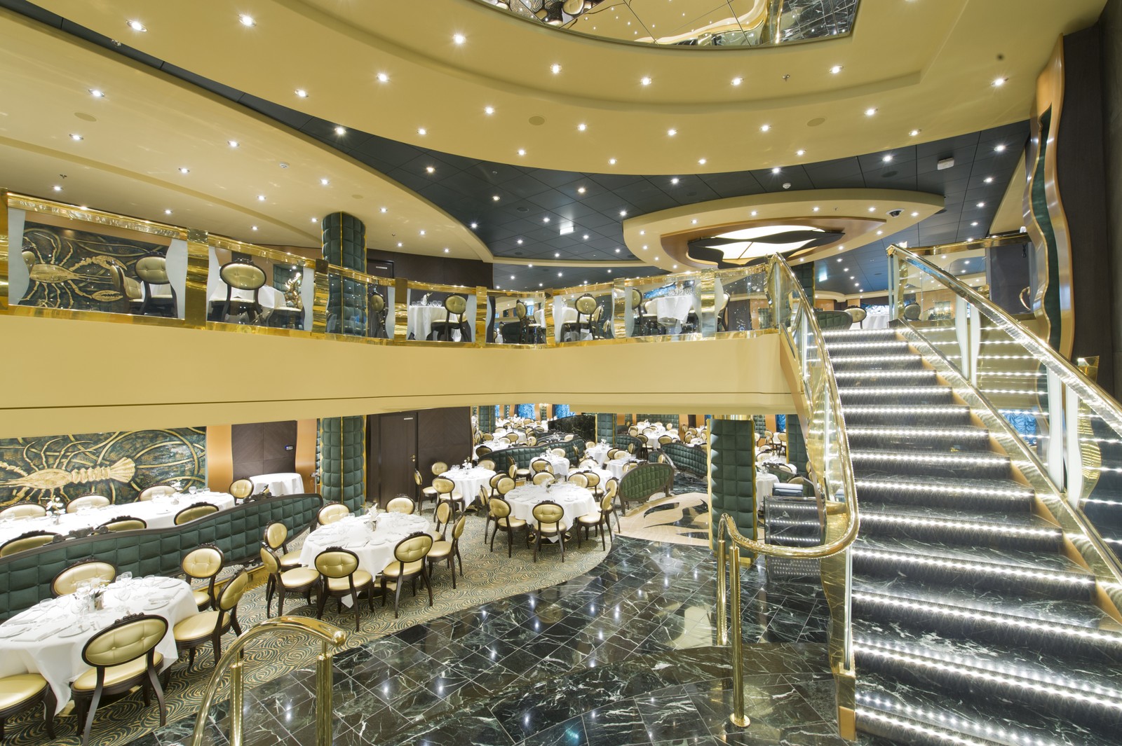 The Golden Lobster Restaurant do MSC Preziosa é um restaurante de alto padrão do cruzeiro — Foto: MSC / DIVULGAÇÃO