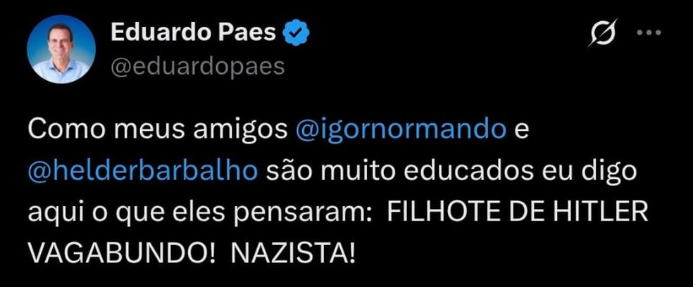 Paes chama chanceler alemão de 'filhote de Hitler' e 'nazista', mas apaga  post em seguida
