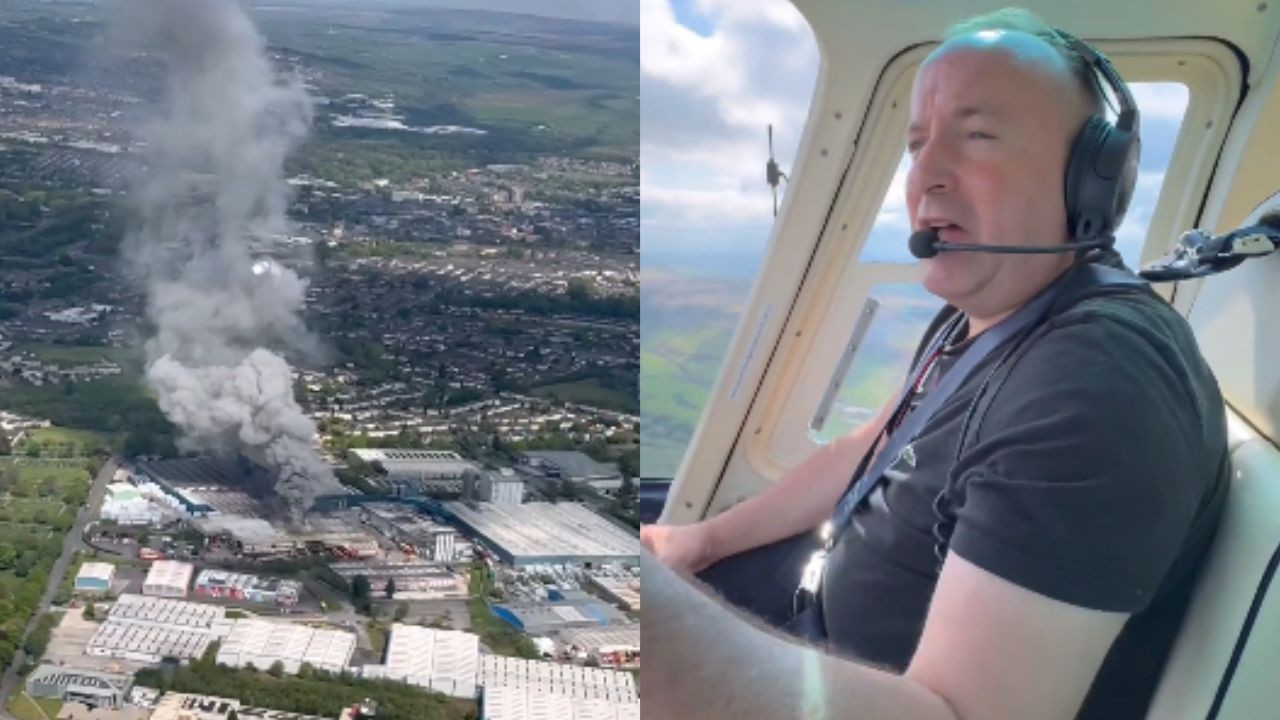 Incêndio de grandes proporções atinge fábrica na Inglaterra; empresário que inspirou série de TV oferece helicóptero para ajudar