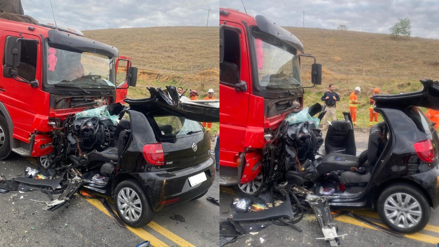 Colisão frontal entre caminhão e carro deixa casal morto na BR-116, em MG; filho está em estado grave
