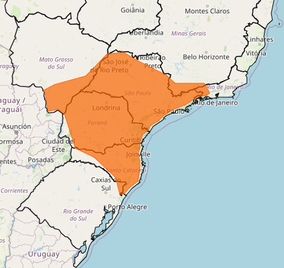 Inmet issues an orange alert for gales in an area stretching from Santa Catarina to the south of Rio de Janeiro — Photo: Reproduction