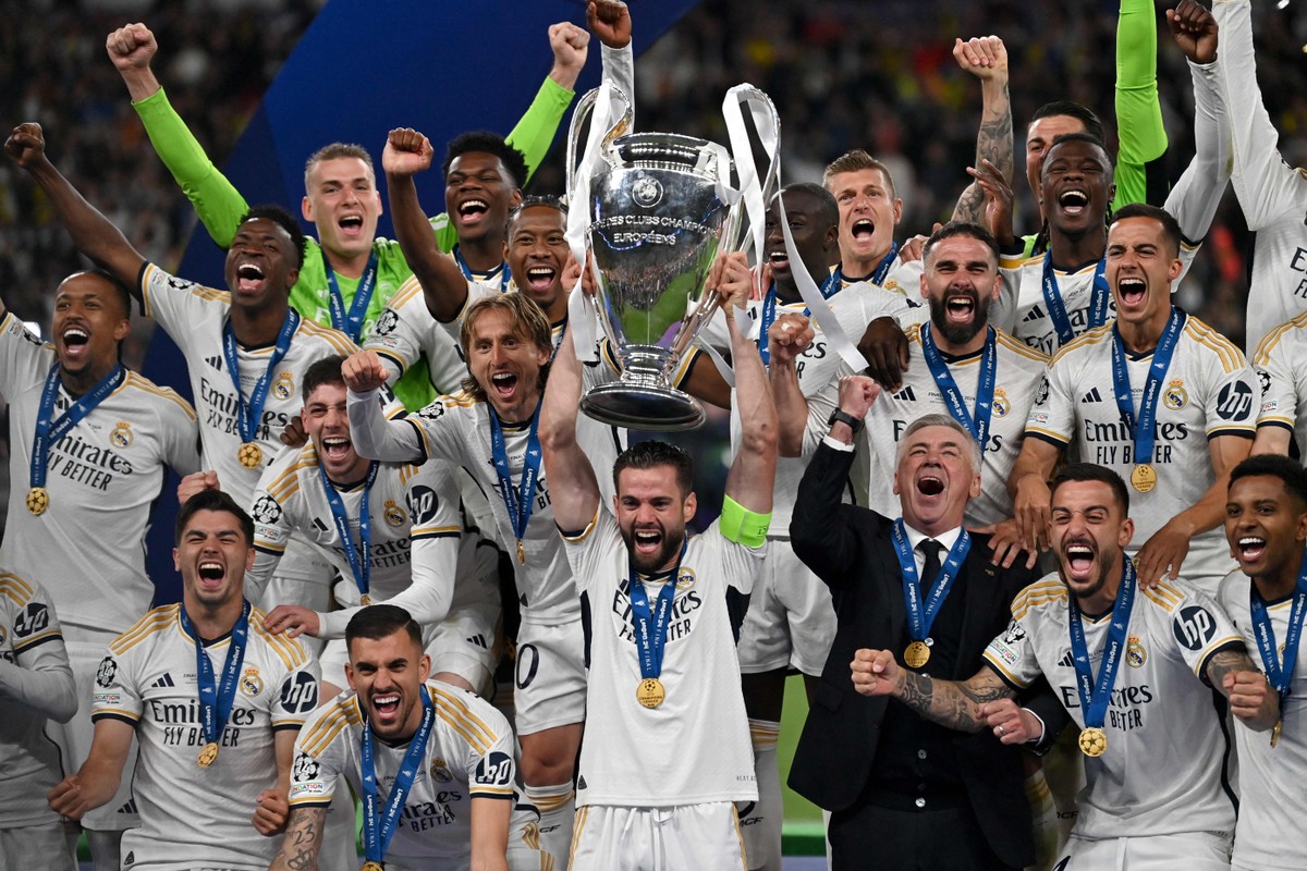 Real Madrid, campeão da Champions League 2023-24 (Foto: Glyn KIRK / AFP)