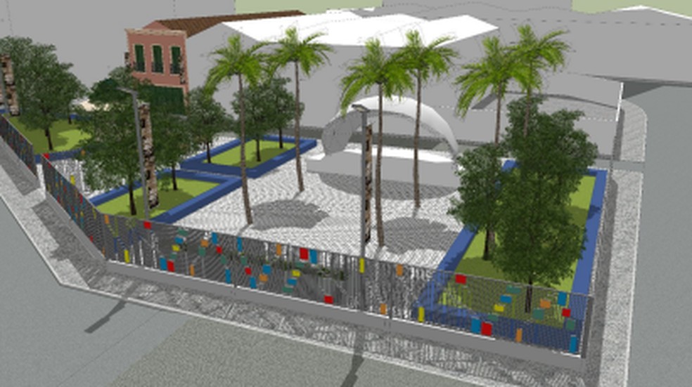 Imagem 3D do projeto de revitalização da Praça João Calvino, no Centro do Rio — Foto: Divulgação