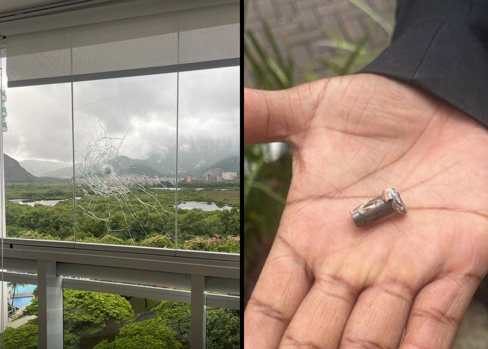 Foto de bala perdida postada em grupo de condomínio onde mora Cláudio Castro — Foto: Reprodução