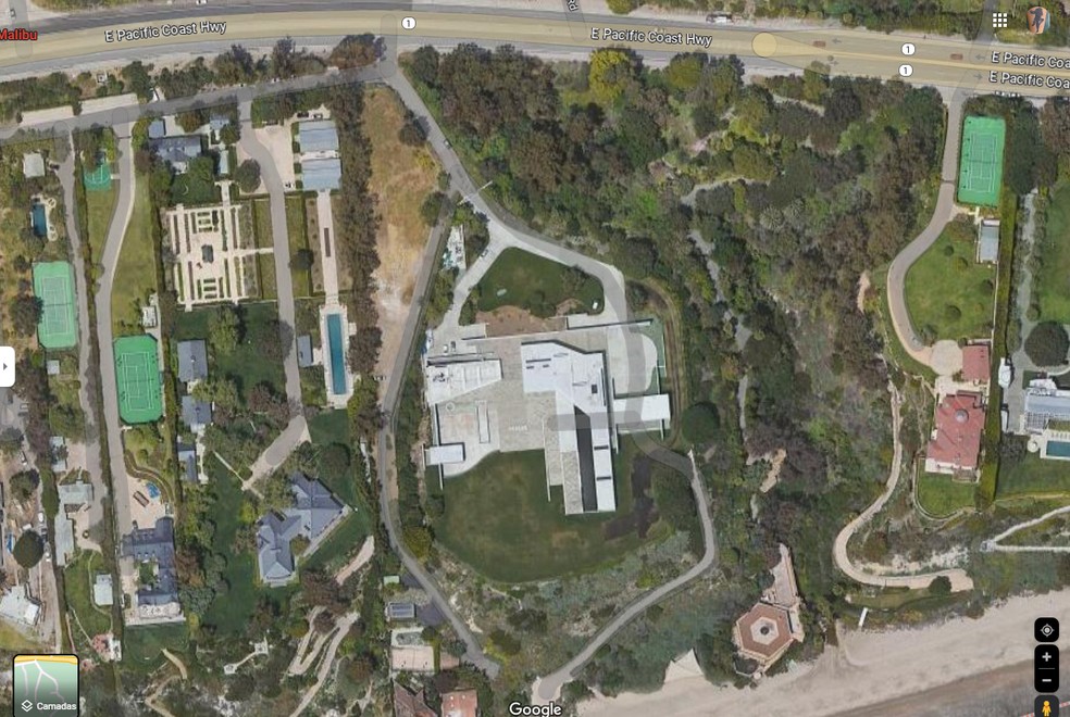 Vista aérea da casa de Beyoncé e Jay-Z — Foto: Google Maps