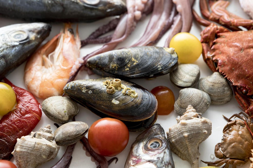 Frutos do mar e crustáceos são excelentes fontes de vitamina B12 — Foto: Freepik