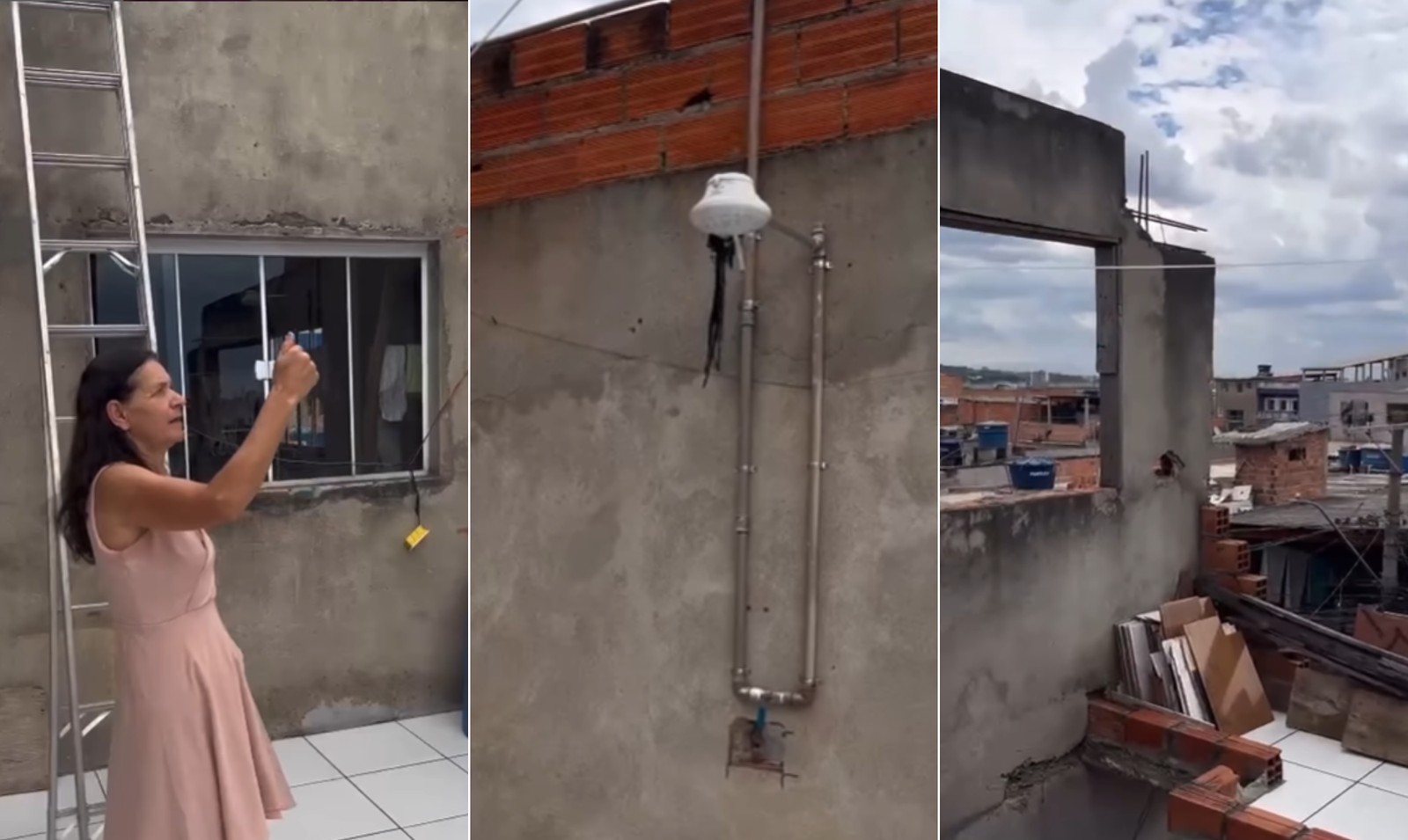 Mãe de Beatriz, do 'BBB' 24, mostrou área externa da casa da família, onde a sister mora, em São Paulo. Ela contou que a camelô aproveita a laje para rezar e tomar banho de chuveiro