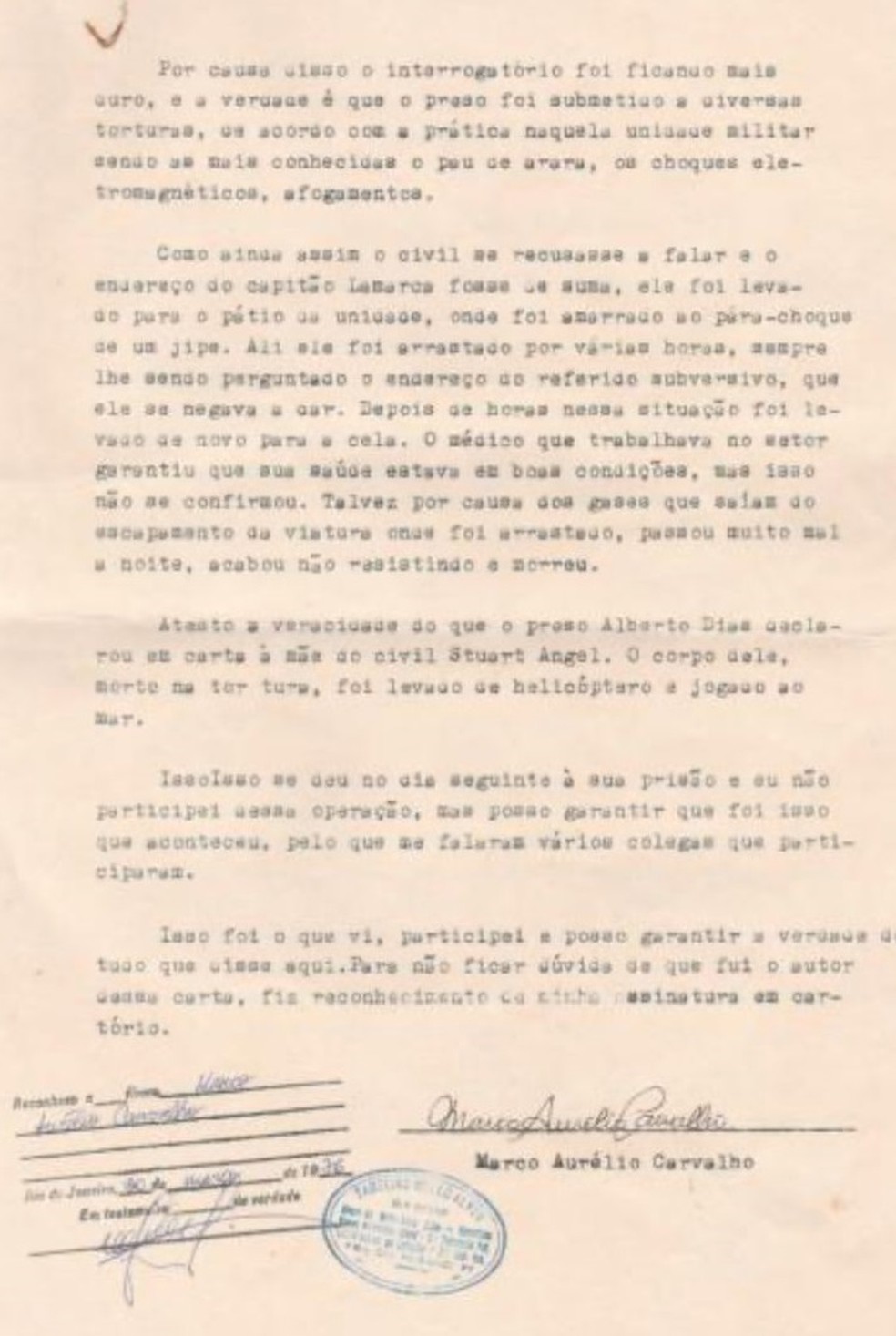 Segunda página do documento. Abaixo, o carimbo do tabelião — Foto: Reprodução site Alberto Lopes Leiloeiro