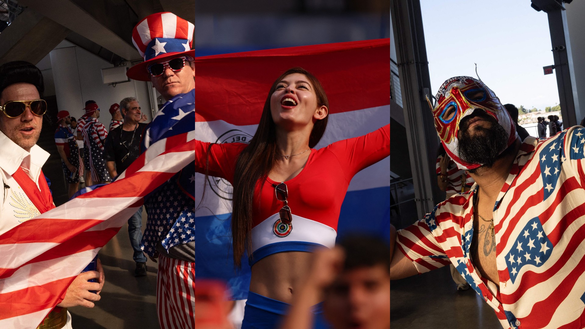 Tio Sam, Lucha Libre e mais: torcedores de EUA e Paraguai se tornam atração com fantasias e roupas personalizadas