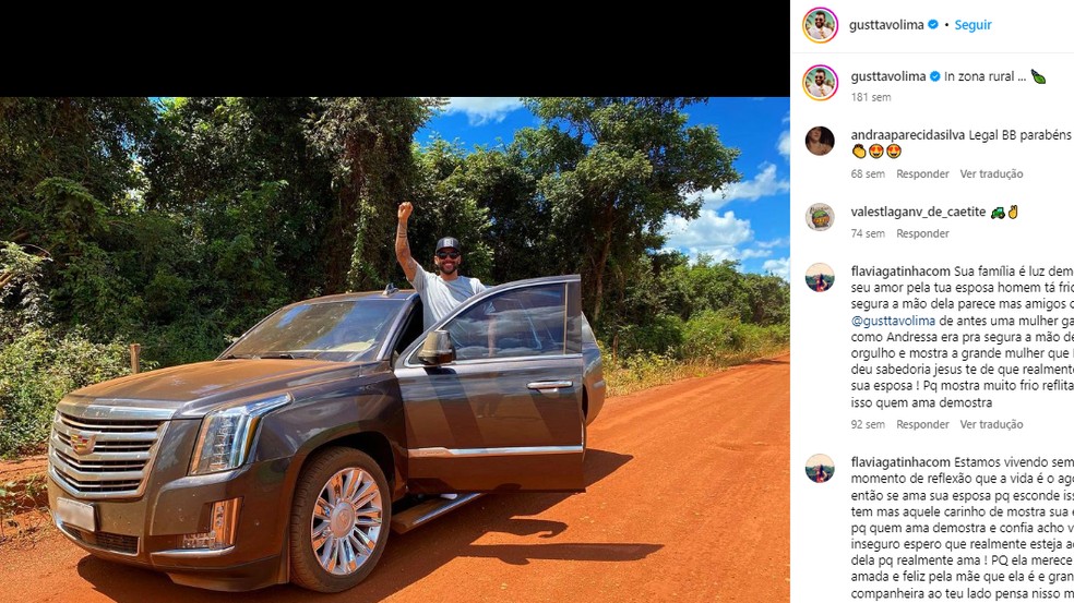 Gustavo e seu Cadillac Escalade Platinum — Foto: Reprodução Instagram