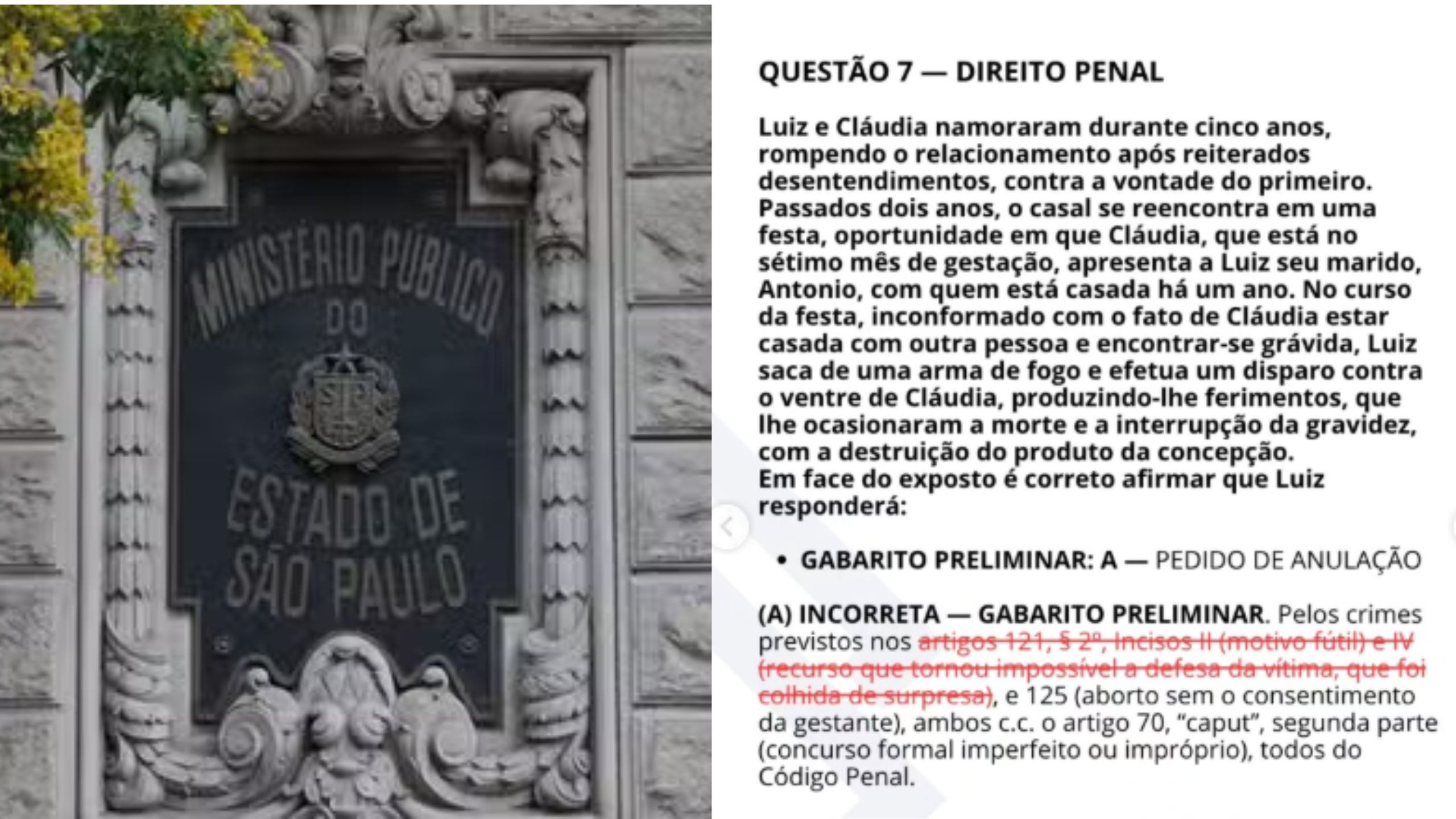 Prova de concurso para promotor é alvo de críticas após descartar feminicídio em questão sobre assassinato de grávida